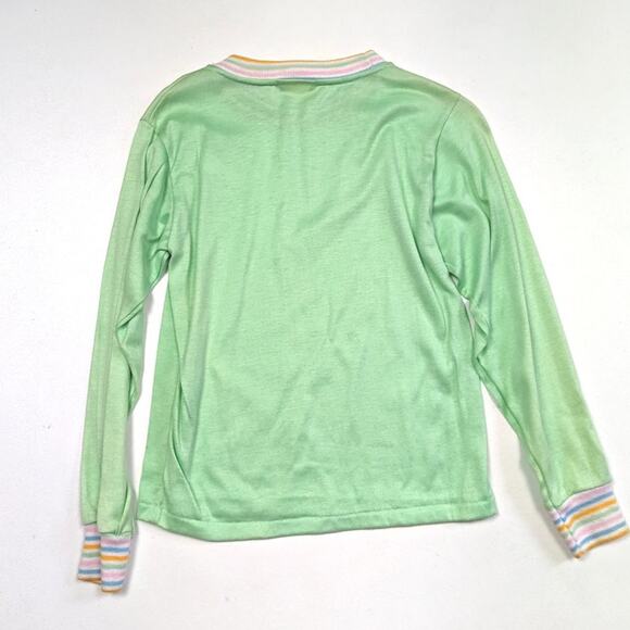 Vintage Monogram Shirt Girls Size 6 Pastel Green Long Sleeve Rainbow Car - Picture 3 of 5